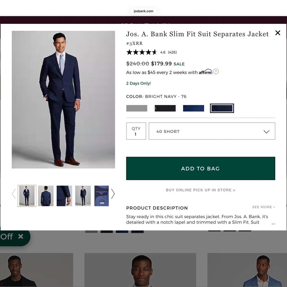 Men’s Jos.A.Bank Suit